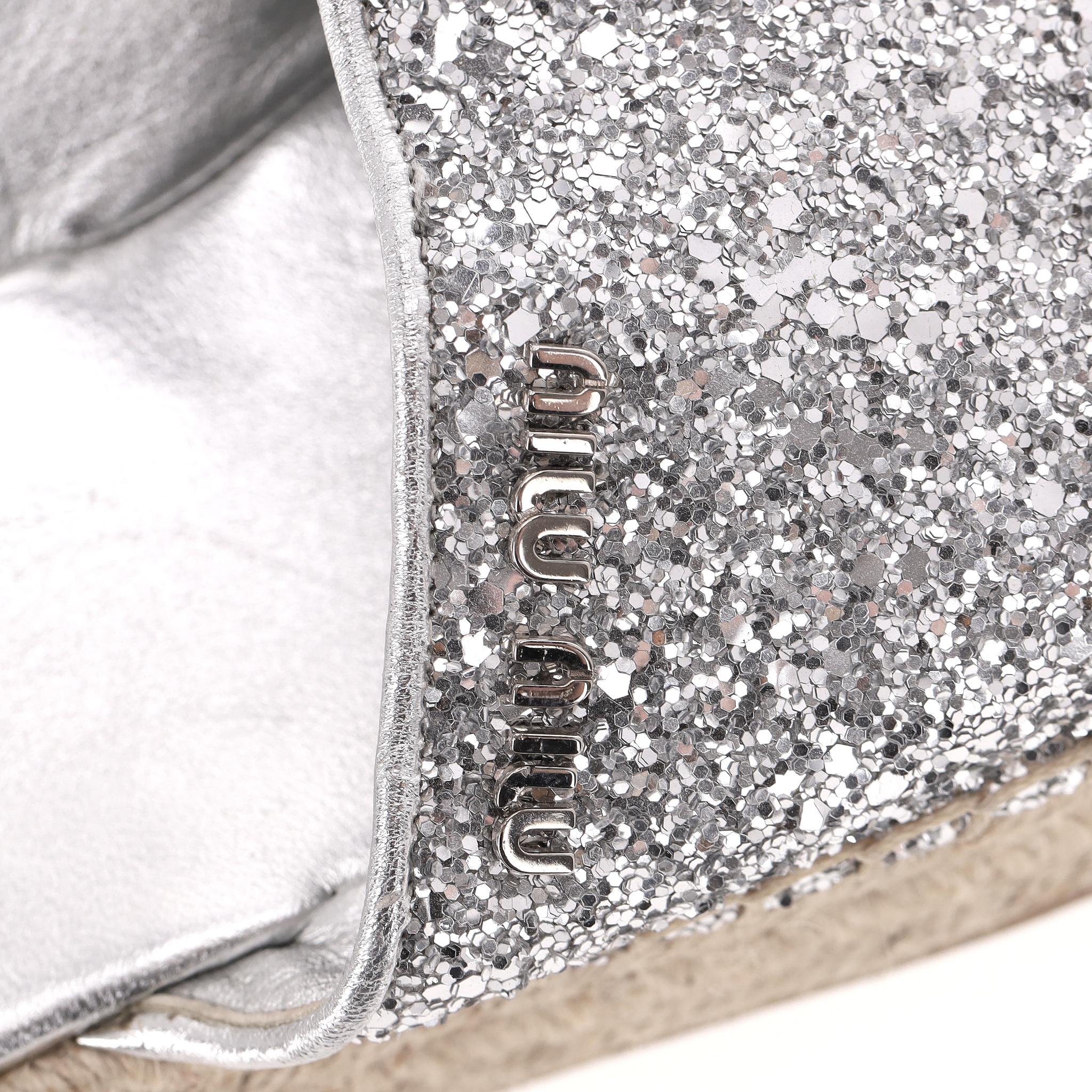 Miu Miu Glitter Platform Espadrille Mules en venta 1