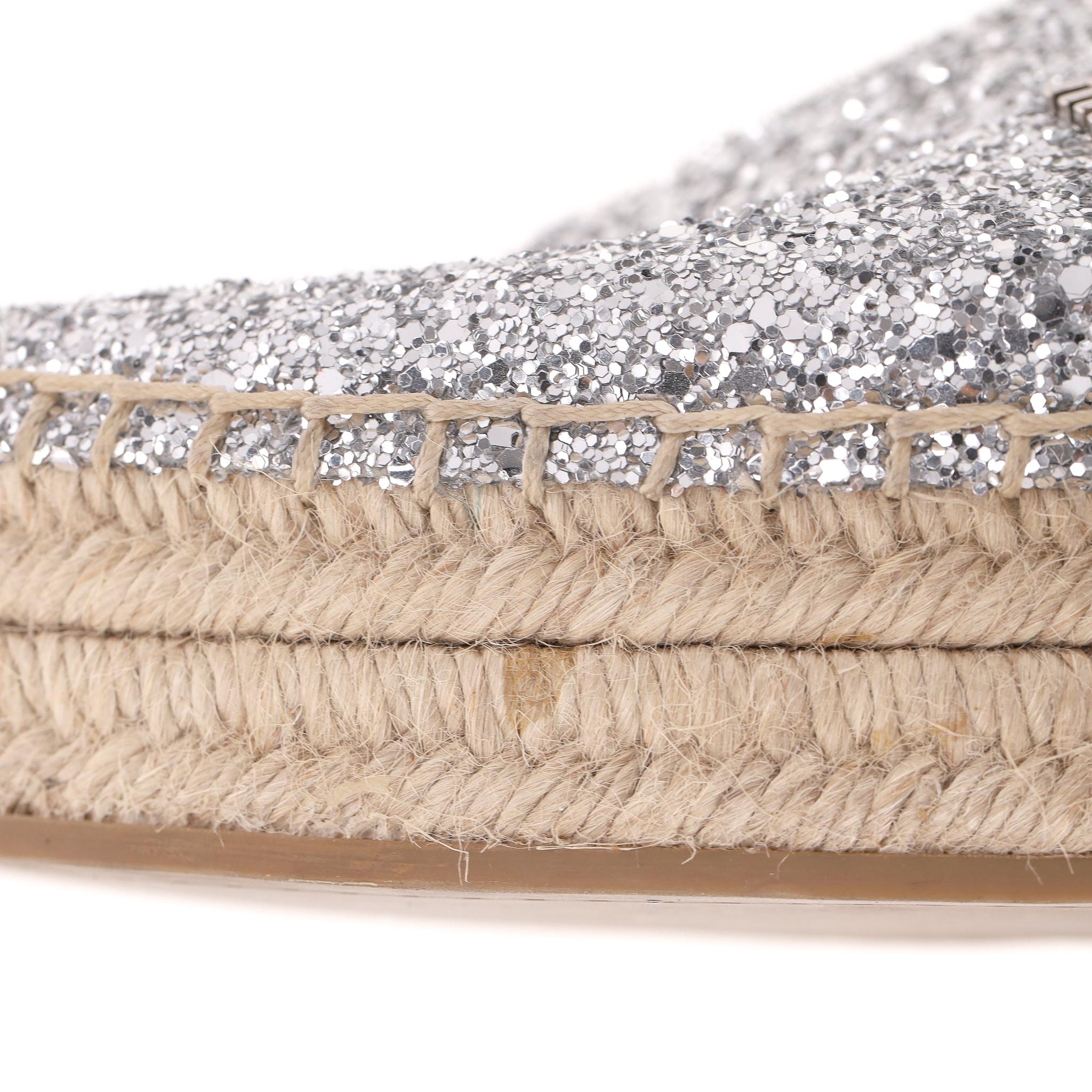 Miu Miu Glitter Platform Espadrille Mules en venta 3