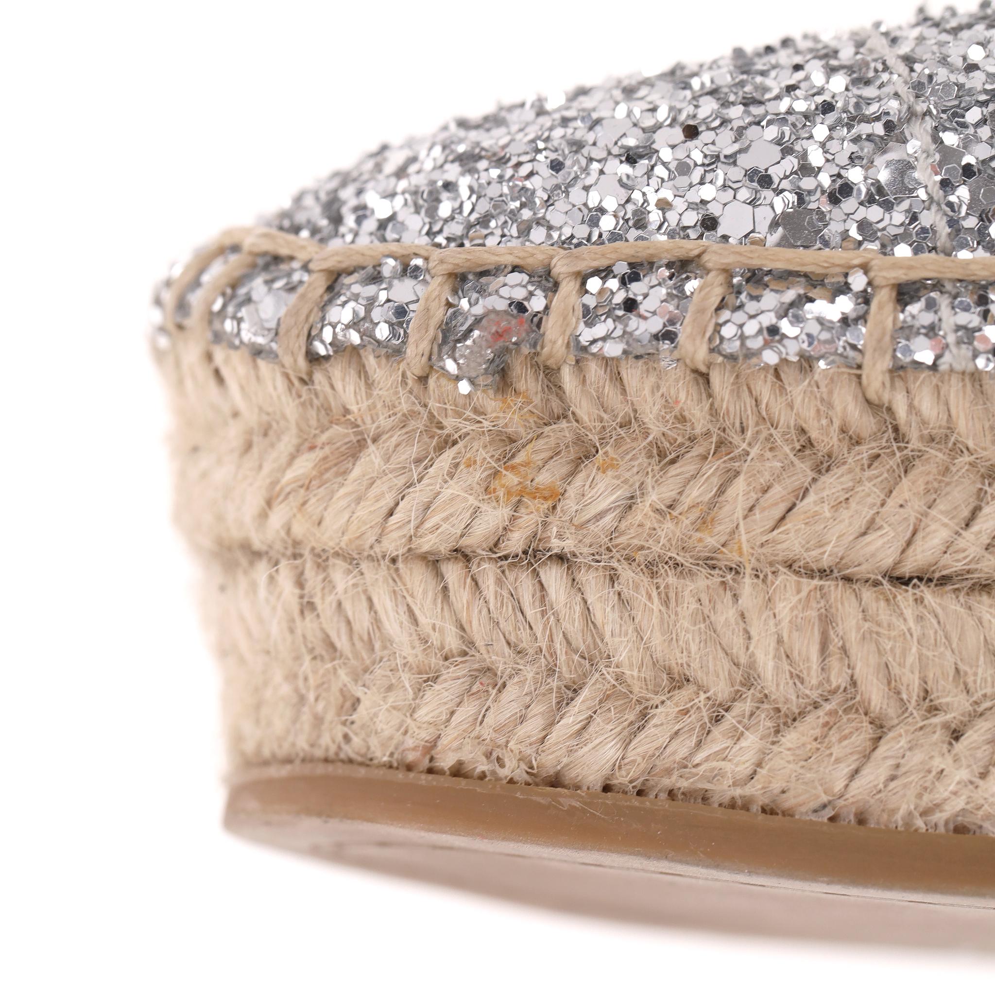 Miu Miu Glitter Platform Espadrille Mules en venta 4