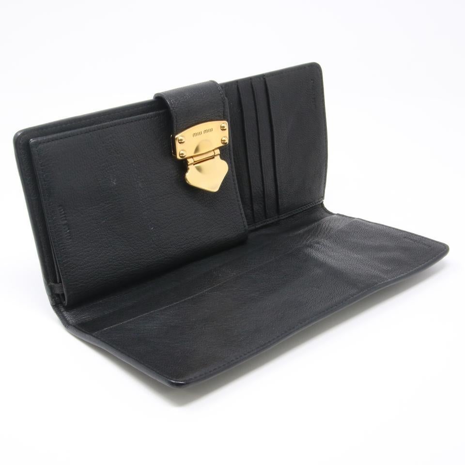 Miu Miu Goatskin Leather Lock and Key Flap Passport Case Wallet For Sale 1