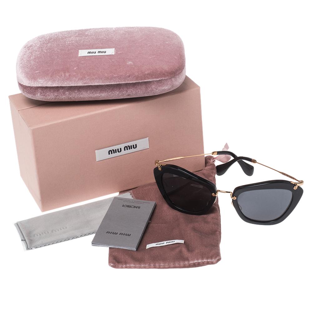 Quality lenses are set in a stylish cat-eye frame to bring out the beauty of this pair of SMU 10N sunglasses by Miu Miu. The modern chic design will continually offer a statement finish on any day.

Includes: Original Box, Original Pouch, Original