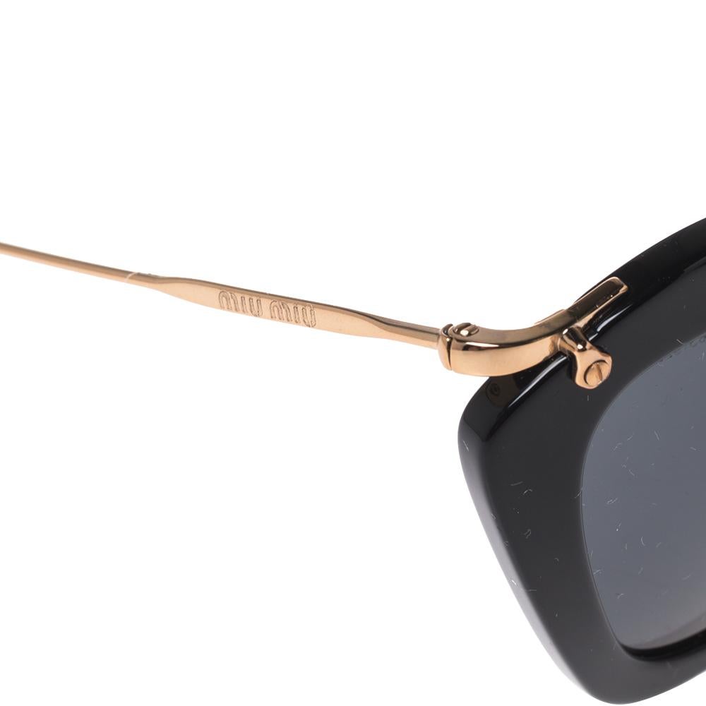 Gray Miu Miu Gold/Black SMU 10N Cat Eye Sunglasses