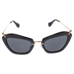Used Miu Miu Gold/Black SMU 10N Cat Eye Sunglasses