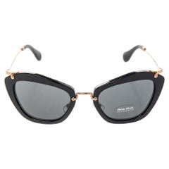 Miu Miu Gold/Black SMU 10N Cat Eye Sunglasses