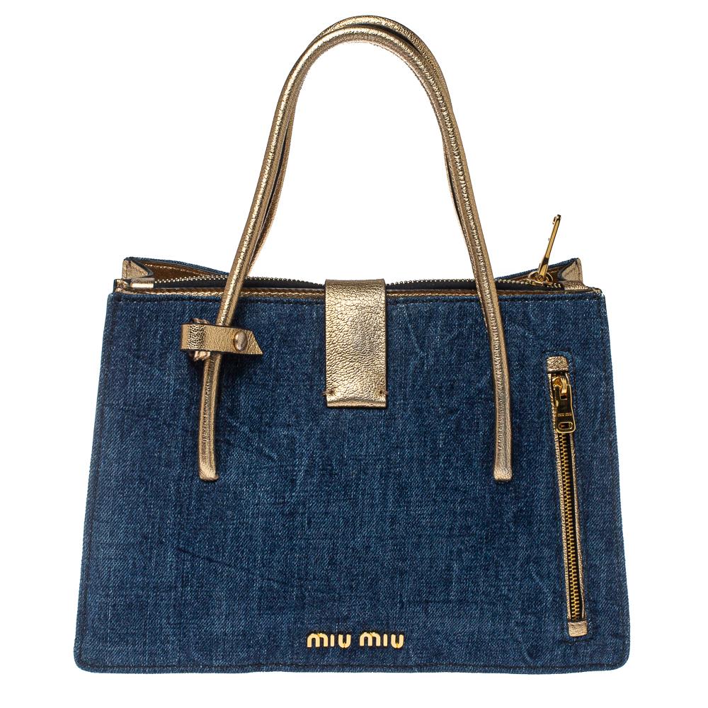 miu miu denim tote