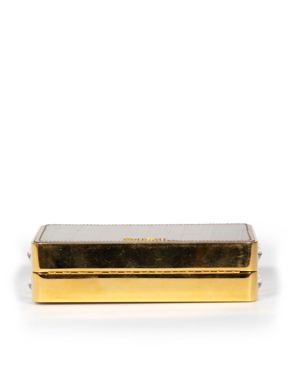 Women's Miu Miu Gold Embellished Hard Clutch with Chain For Sale