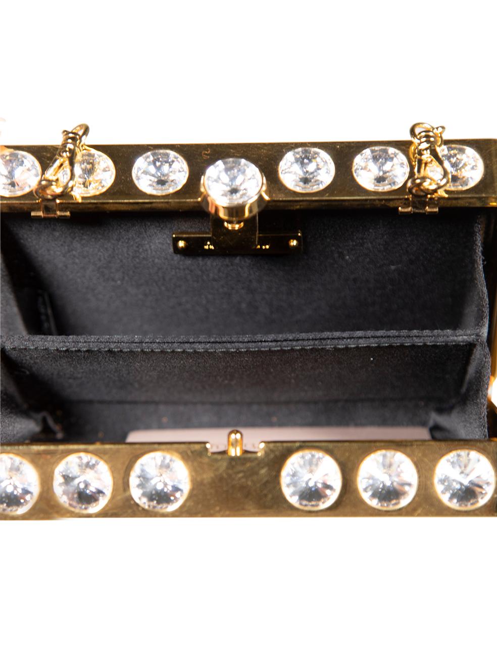 Miu Miu Gold Embellished Hard Clutch with Chain For Sale 1