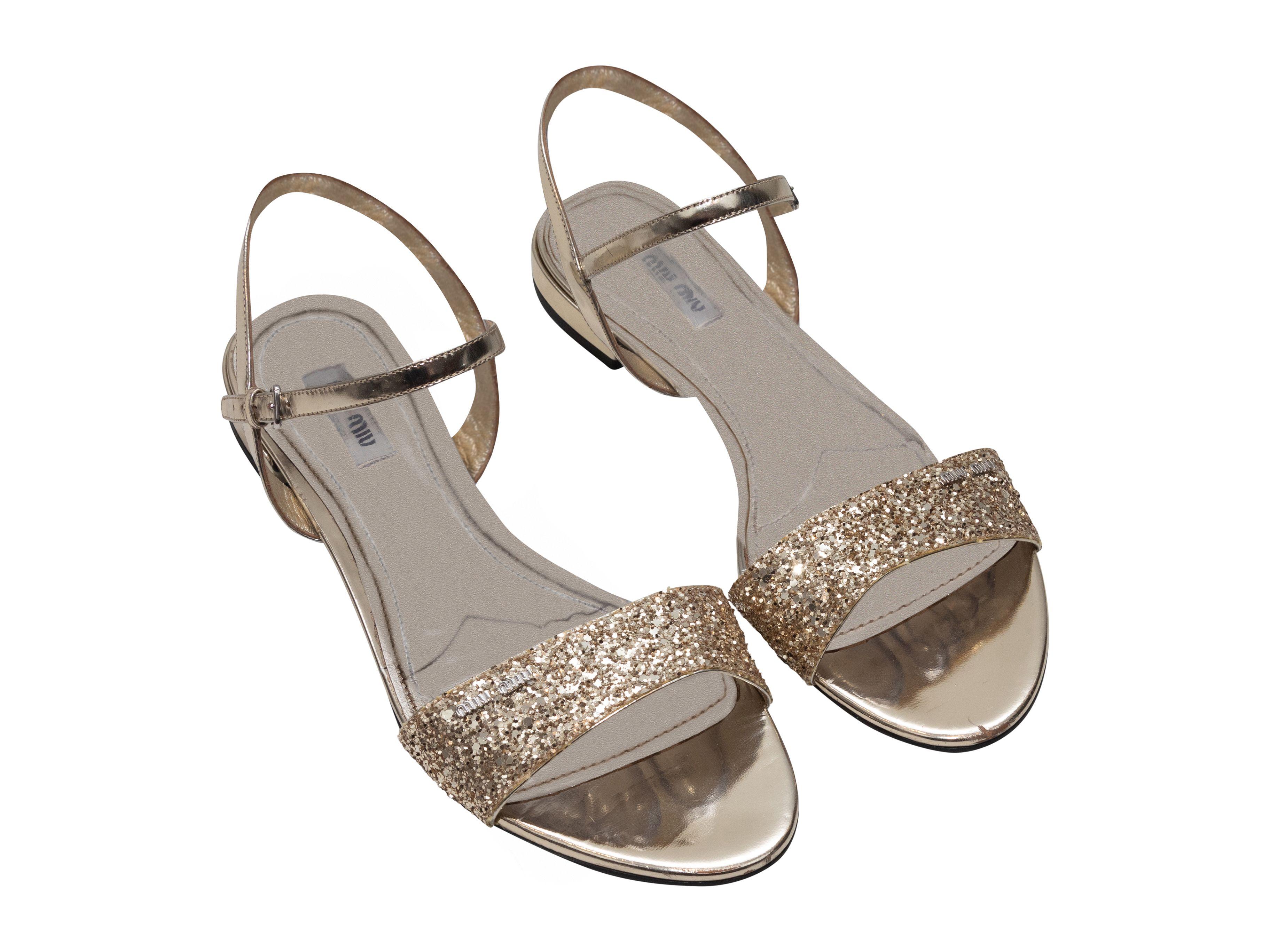 gold glitter sandals flat