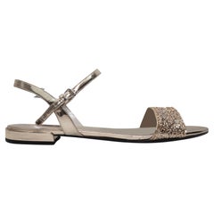 Miu Miu Gold Flat Glitter Sandals