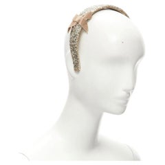 MIU MIU gold glitter frayed edge grosgrain bow wide headband