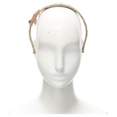 MIU MIU gold glitter frayed edge grosgrain bow wide headband