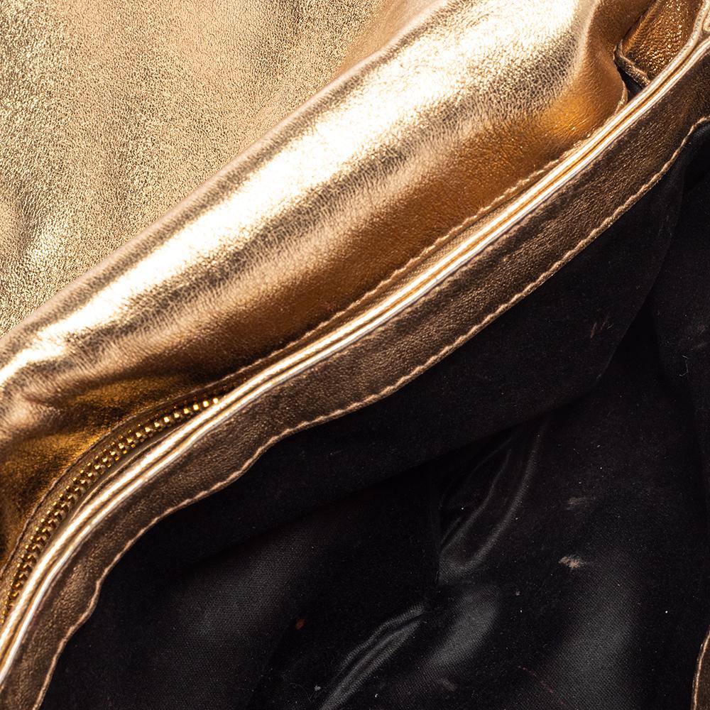 Miu Miu Gold Matelassé Leather Flap Clutch 5