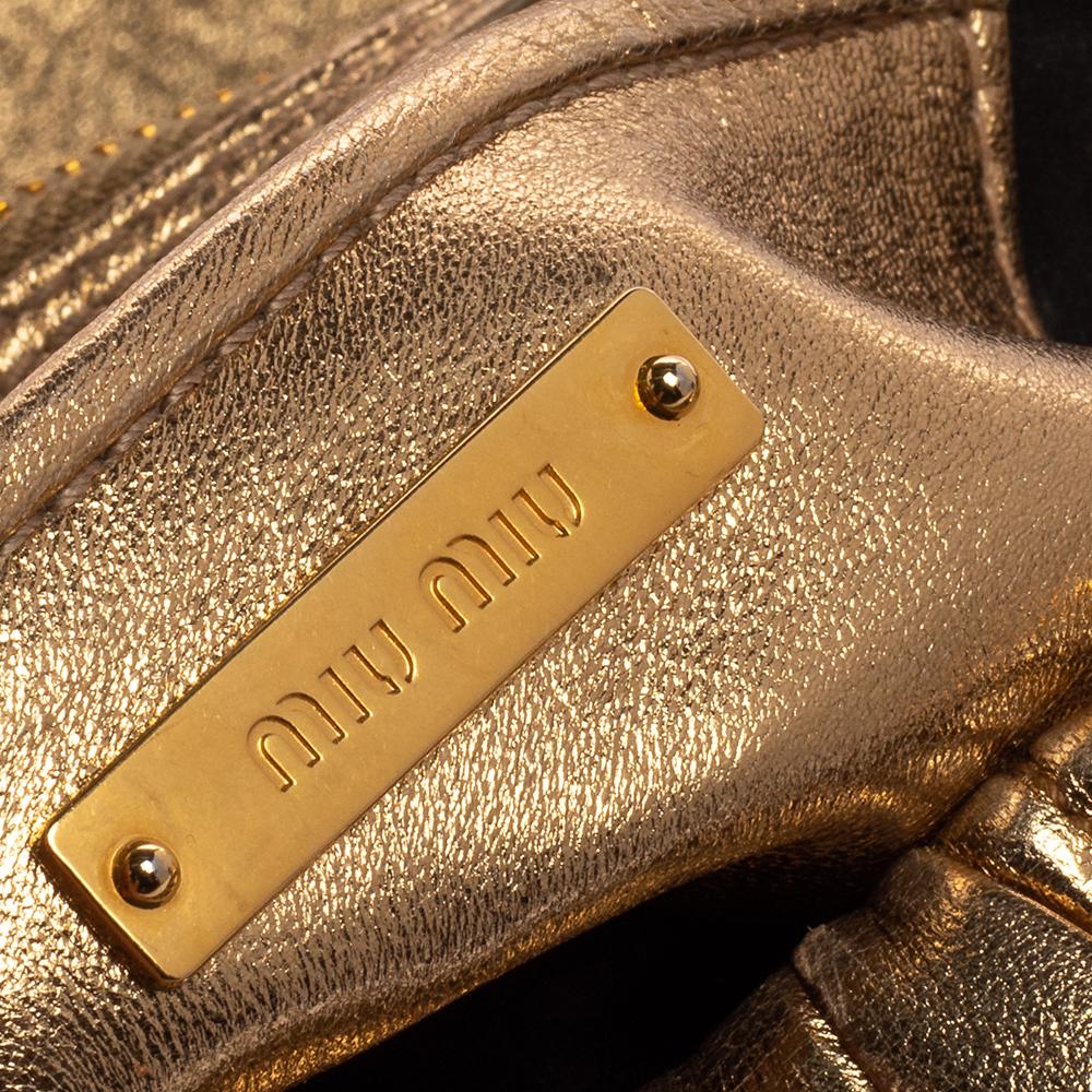 Miu Miu Gold Matelassé Leather Flap Clutch 2