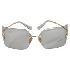 Miu Miu Gold Metal Grey Lens Aube Sunglasses