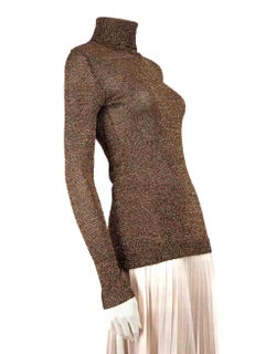 Miu Gold Metallic Rollkragenpullover Größe S