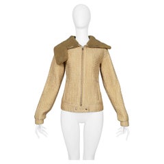 Miu Miu Gold Quilted & Faux Shearling Collar Jacket 2002