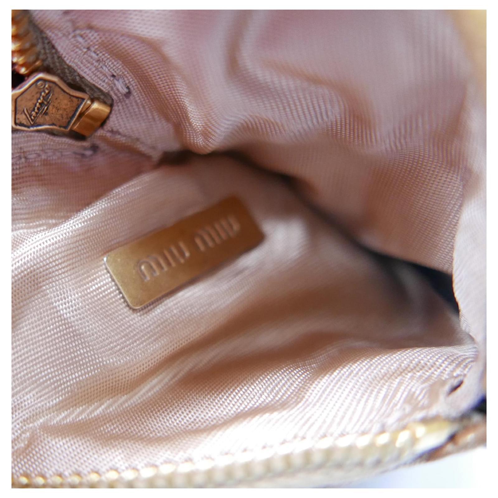 Women's Miu Miu Gold Studded Leather Heart Coin Purse For Sale