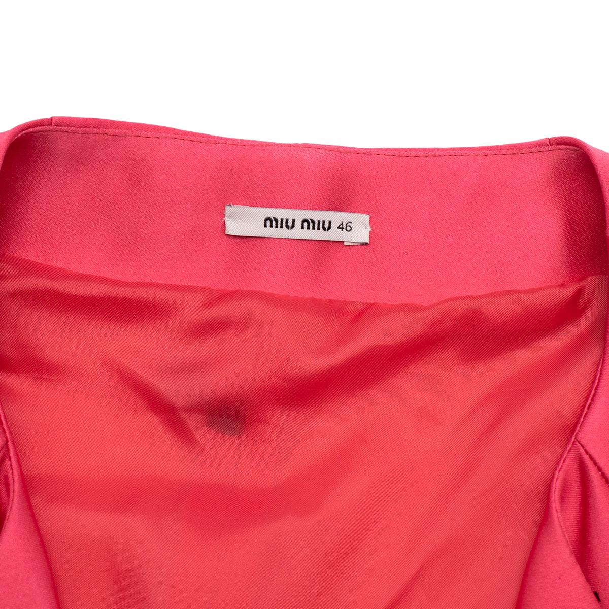 Miu Miu Grapefruit Pink Printed Wrap Dress - Us size 10 In Excellent Condition For Sale In London, GB