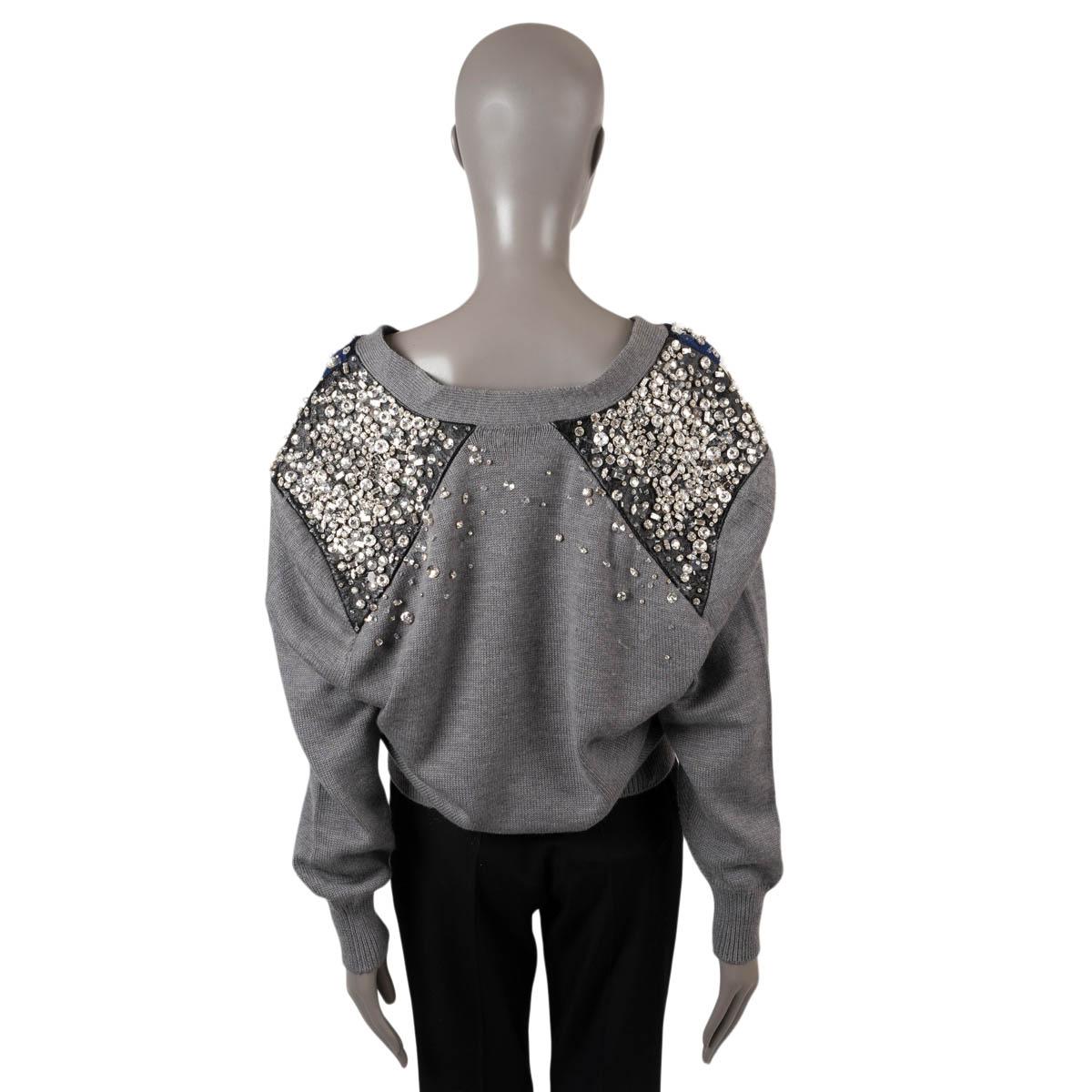 MIU MIU lana gris 2020 CRSYSTAL A RAYAS Chaqueta de punto 36 XS Gris en venta
