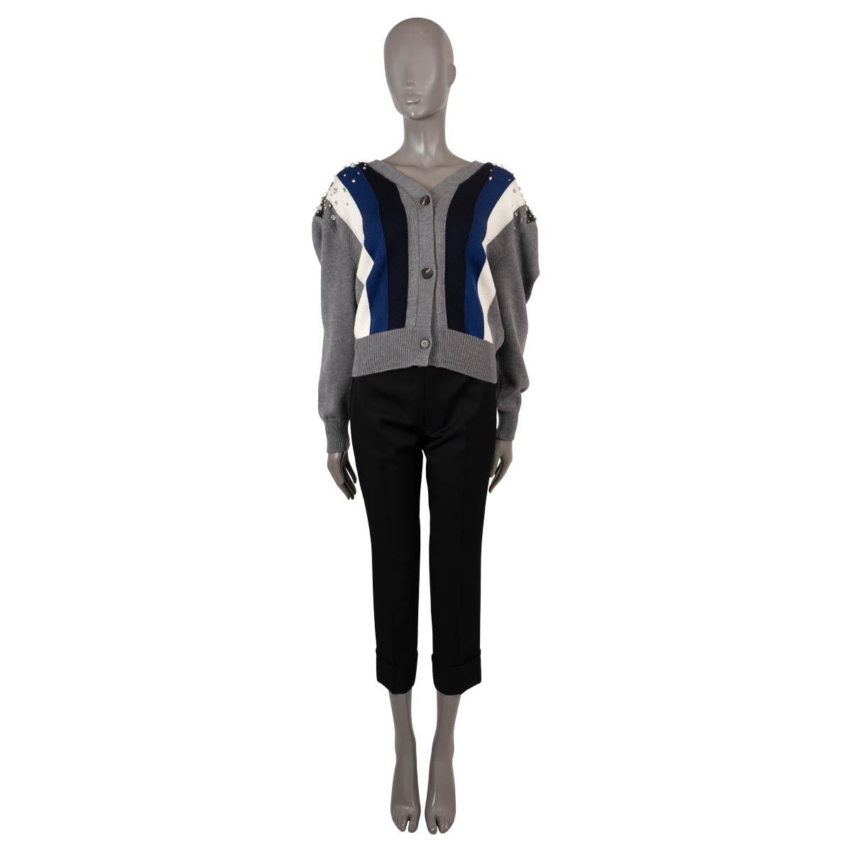 MIU MIU lana gris 2020 CRSYSTAL A RAYAS Chaqueta de punto 36 XS en Excelente estado para la venta en Zürich, CH