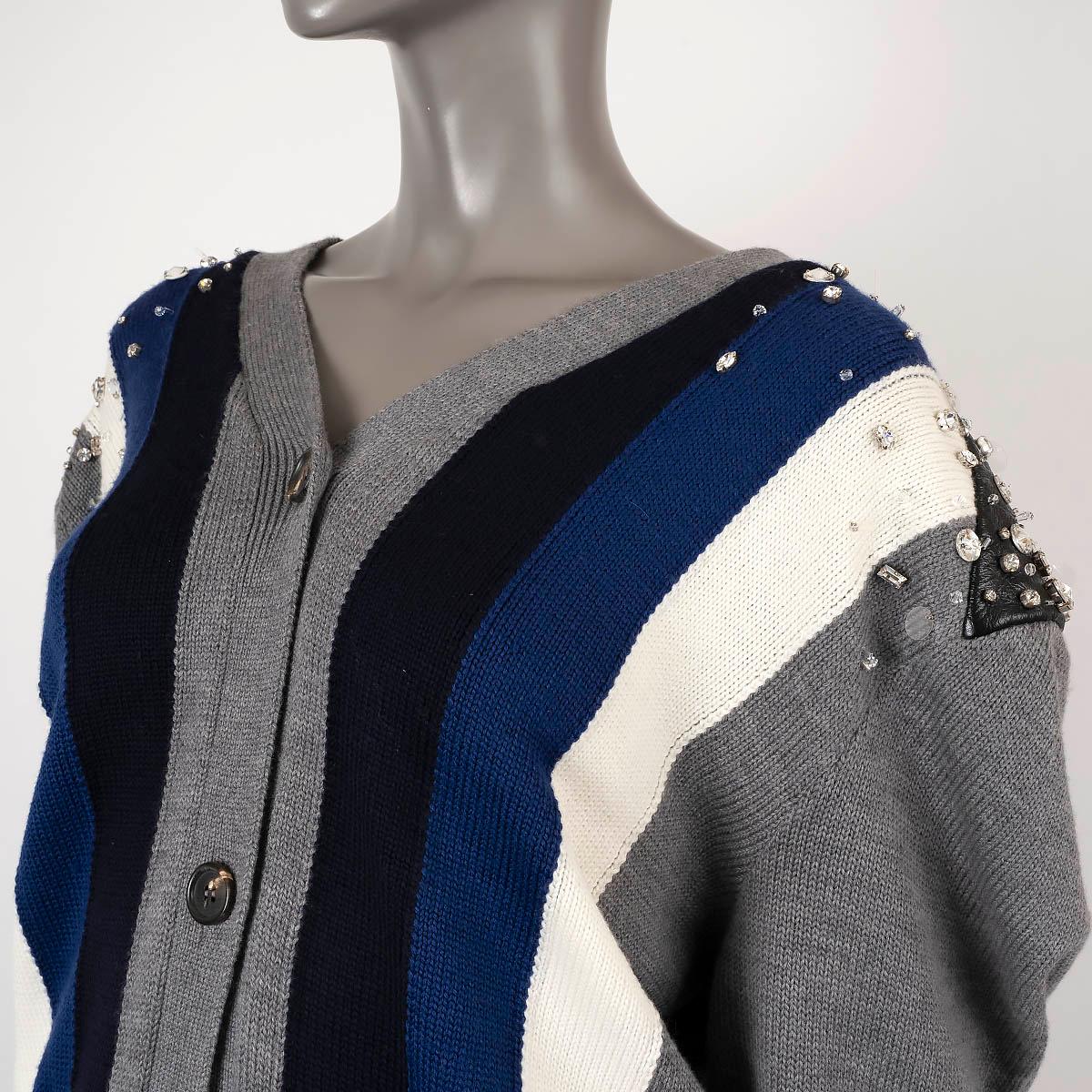 De las mujeres MIU MIU lana gris 2020 CRSYSTAL A RAYAS Chaqueta de punto 36 XS en venta