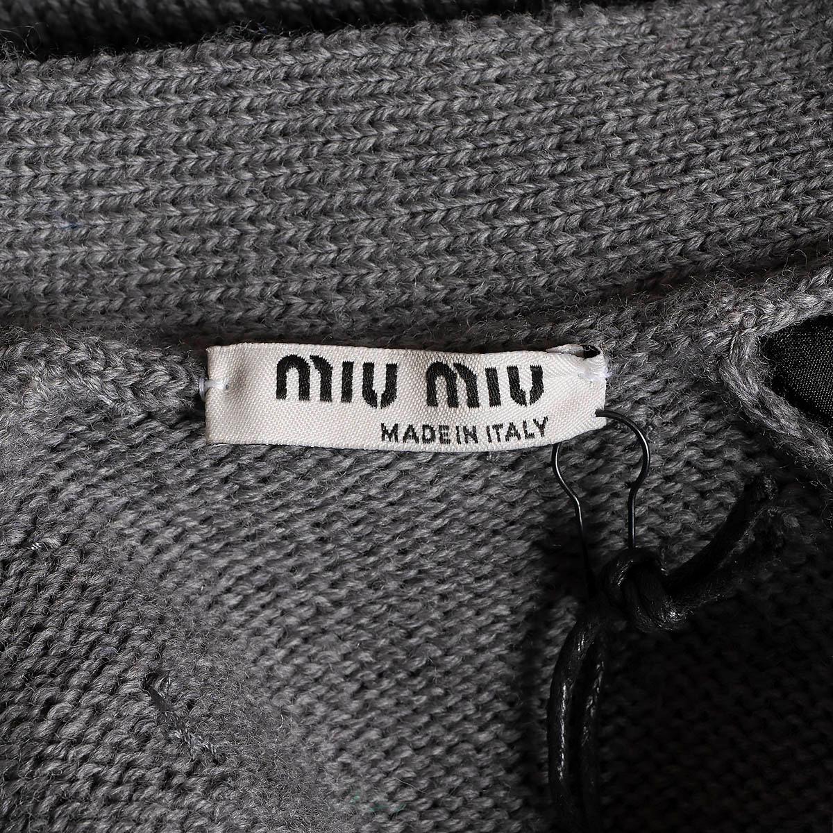 MIU MIU gray wool 2020 STRIPED CRSYSTAL Cardigan Jacket 36 XS For Sale 3