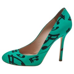Miu Miu Green/Black Printed Fabric Pumps Size 37