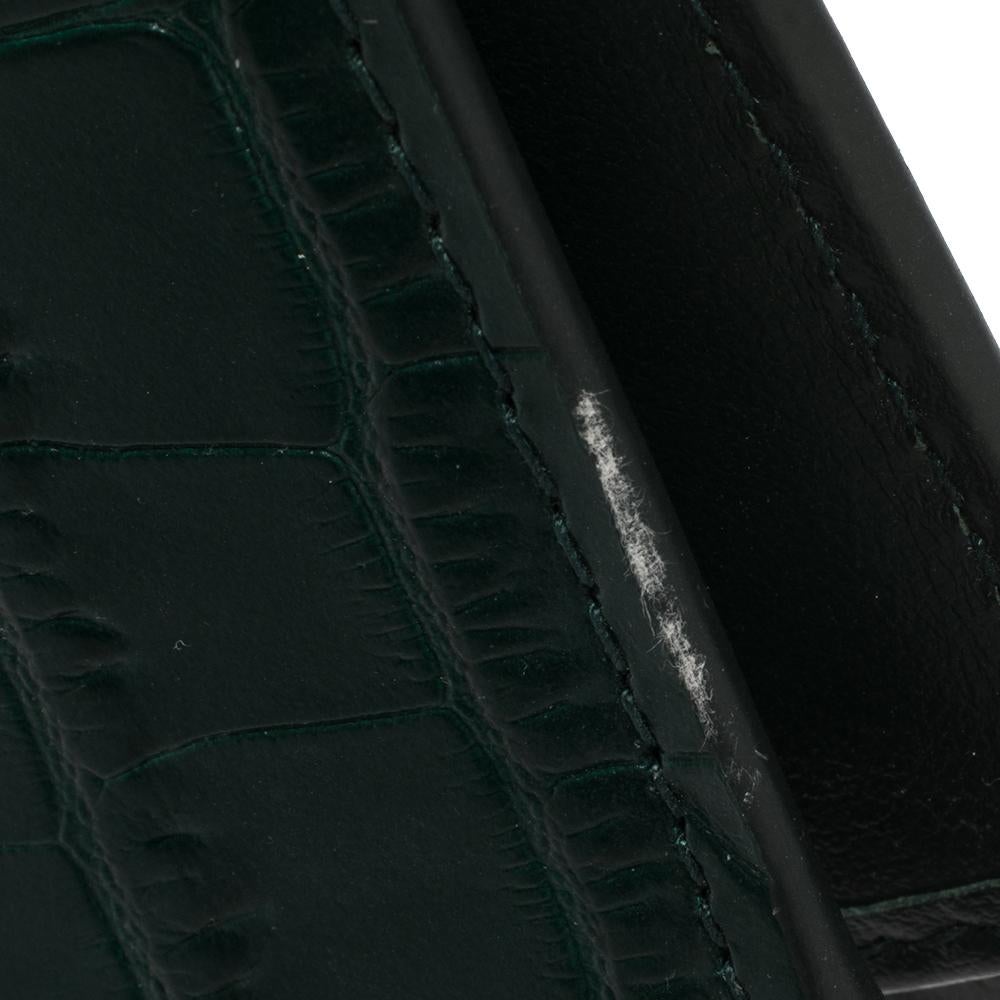 Miu Miu Green Croc Embossed Leather Bifold Wallet at 1stDibs