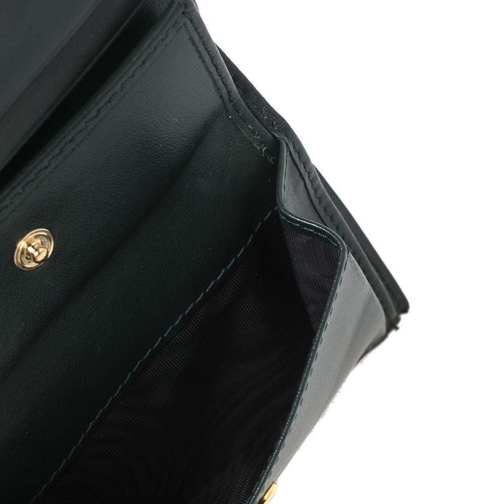 Women's Miu Miu Green Croc Embossed Leather Bifold Wallet
