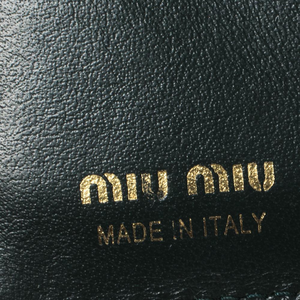 Miu Miu Green Croc Embossed Leather Bifold Wallet 1