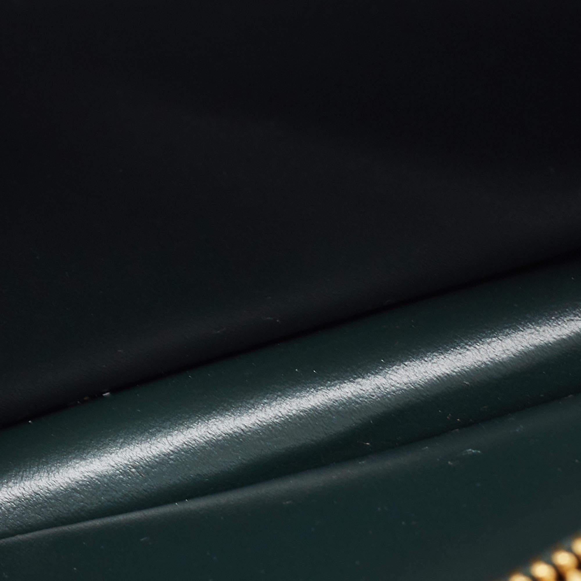 Miu Miu Green Croc Embossed Leather Phone Wallet Crossbody Bag 5