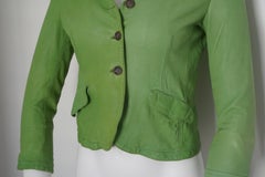 MIU MIU Green Leather Buttoned Jacket