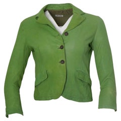 MIU MIU Green Leather Buttoned Jacket