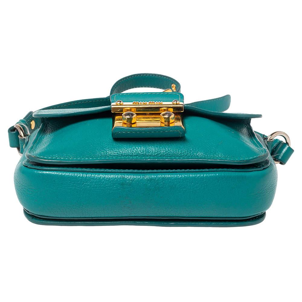 Miu Miu Green Leather Madras Top Handle Bag 2