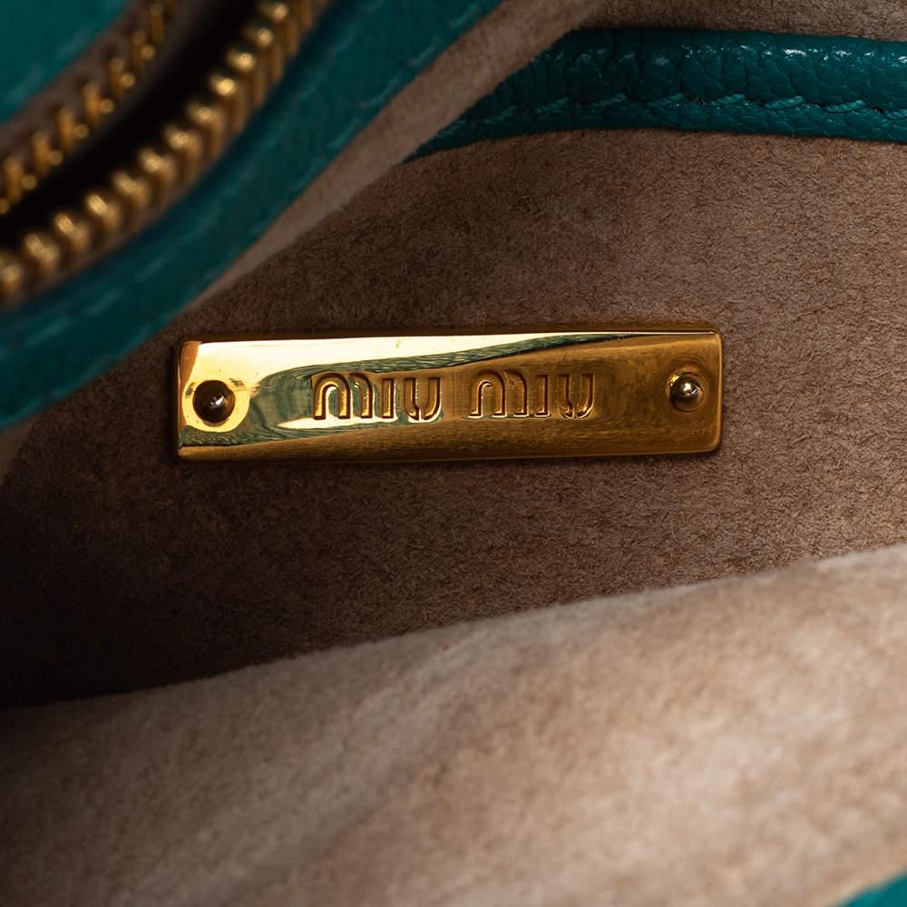 Miu Miu Green Leather Madras Top Handle Bag 5