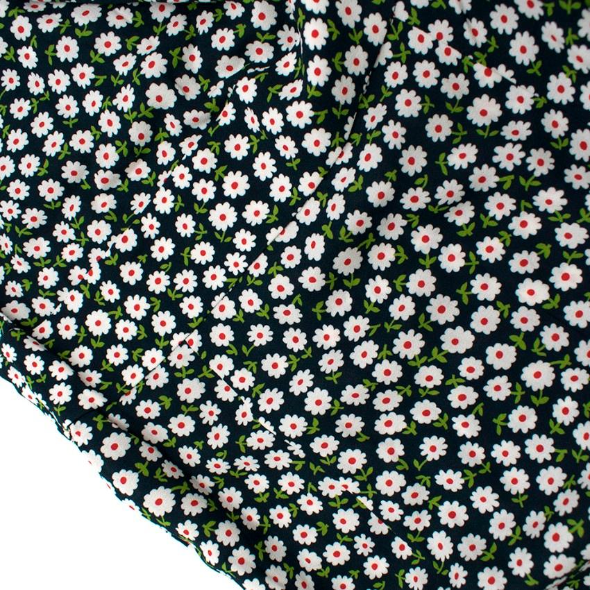 Miu Miu Green Mini Flower Print Dress With Lace Trim - Size US 6 1