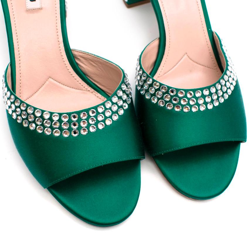 green satin mules