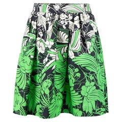 Miu Miu Green Silk Floral Pleated Skirt Size S
