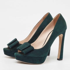 Miu Grüne Peep Toe Pumps aus Wildleder Größe 37,5