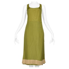 Miu Miu Green & Tan Hem Sleeveless Dress