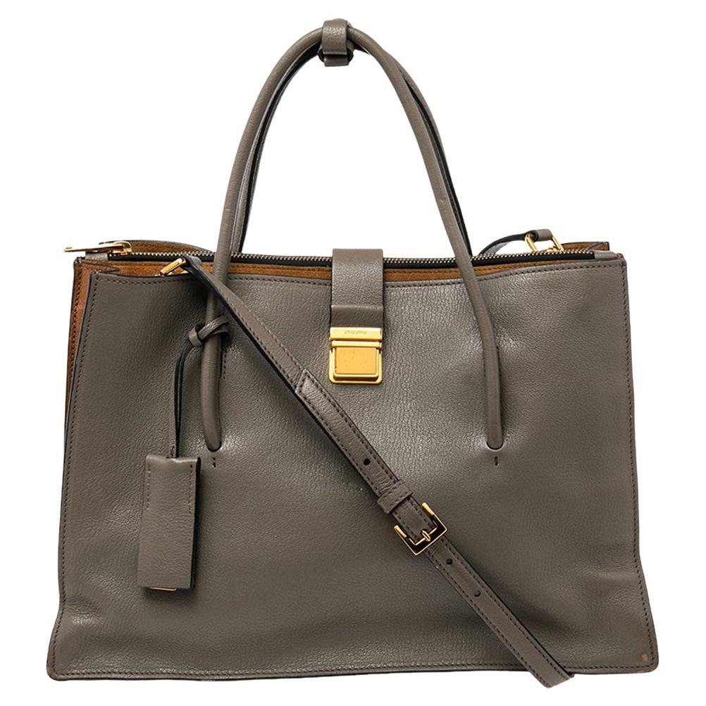 Miu Miu Double Pocket Tote Leather Medium at 1stDibs