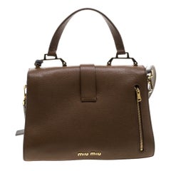 Miu Miu Grey/Brown Madras Leather Shoulder Bag