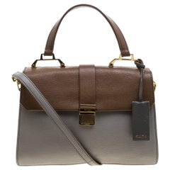 Miu Miu Grey/Brown Madras Leather Shoulder Bag