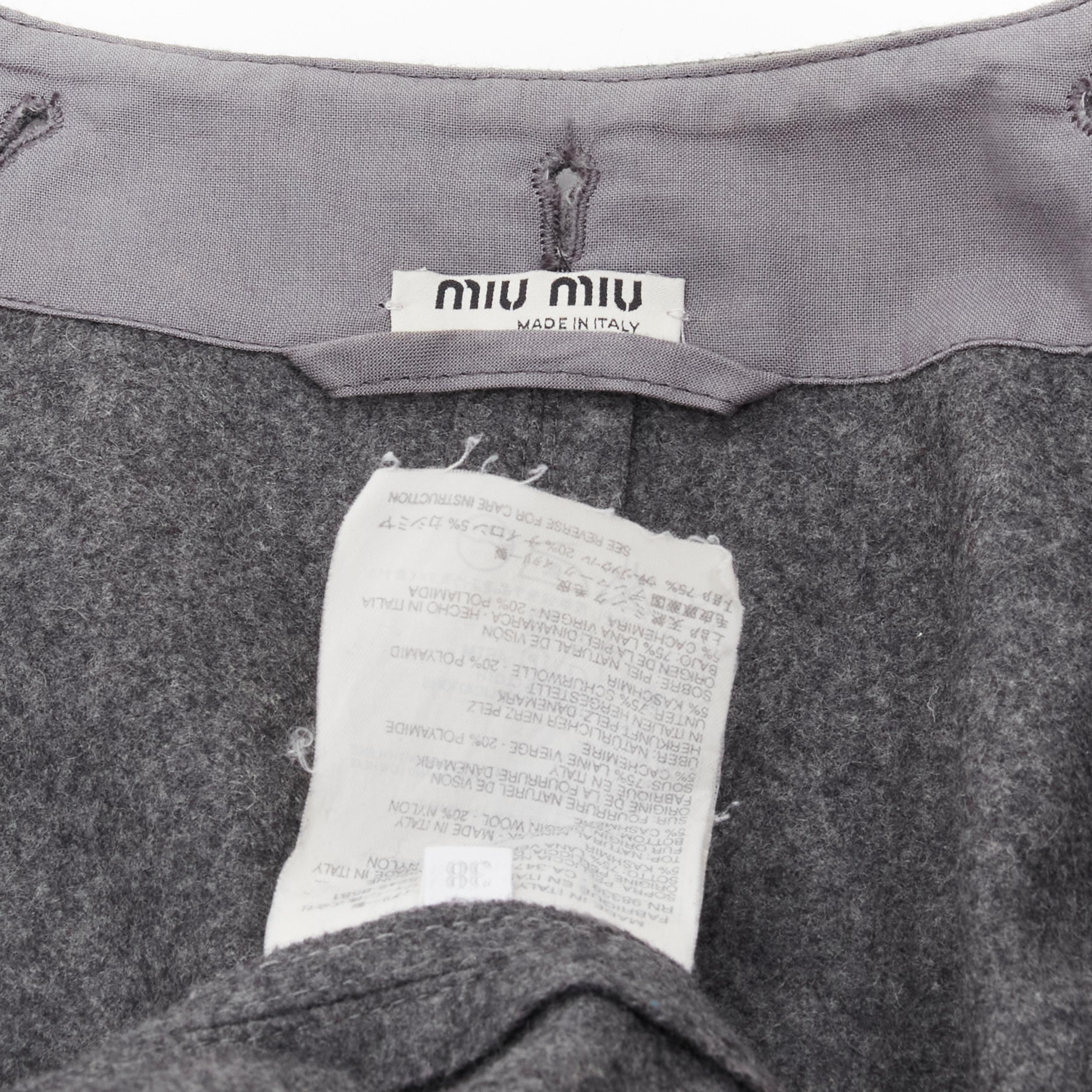 MIU MIU grey cashmere wool blend asymmetric button boxy coat IT38 XS For Sale 5