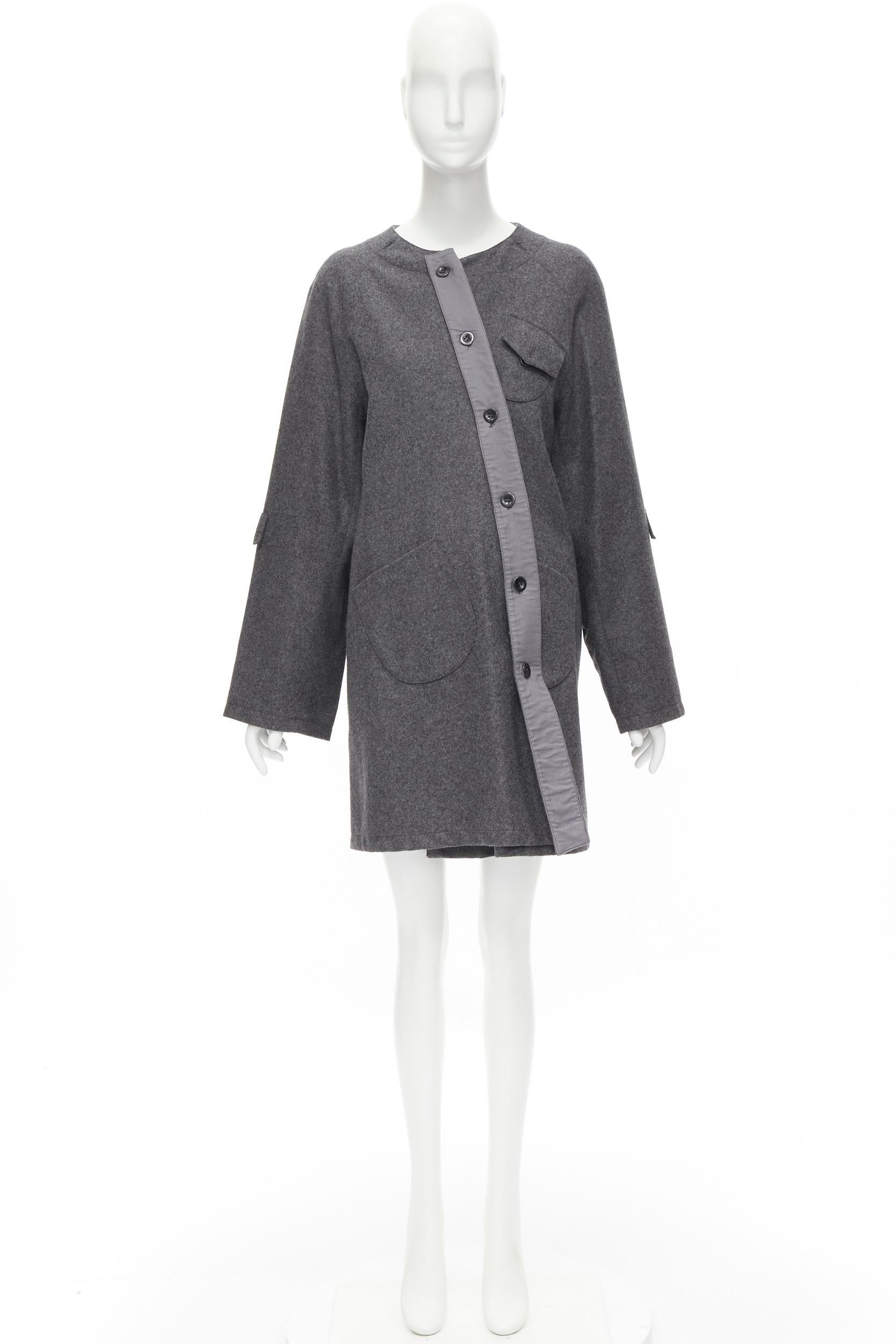 MIU MIU grey cashmere wool blend asymmetric button boxy coat IT38 XS For Sale 6