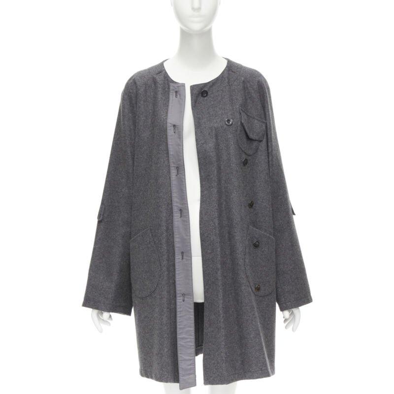 Grigio MIU MIU cappotto boxy asimmetrico con bottoni in misto lana e cashmere grigio IT38 XS in vendita