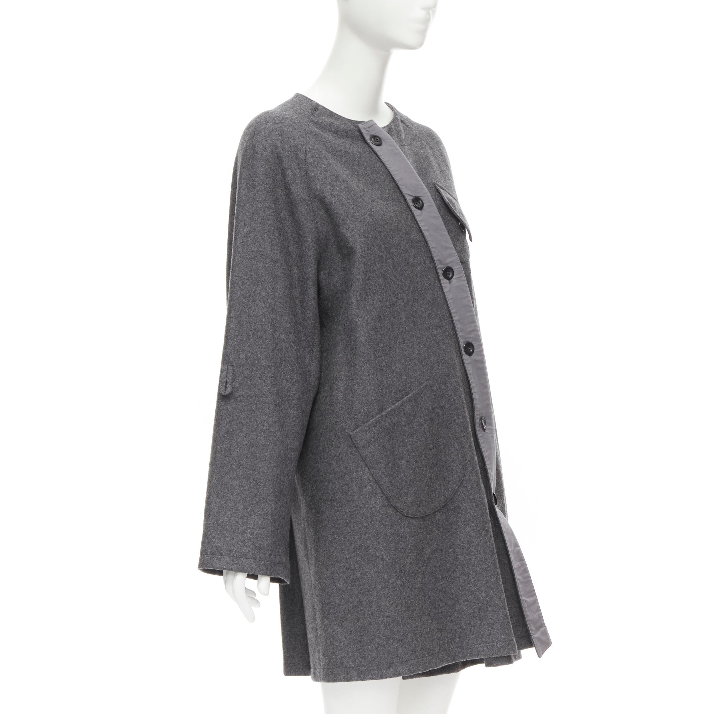 Gray MIU MIU grey cashmere wool blend asymmetric button boxy coat IT38 XS For Sale