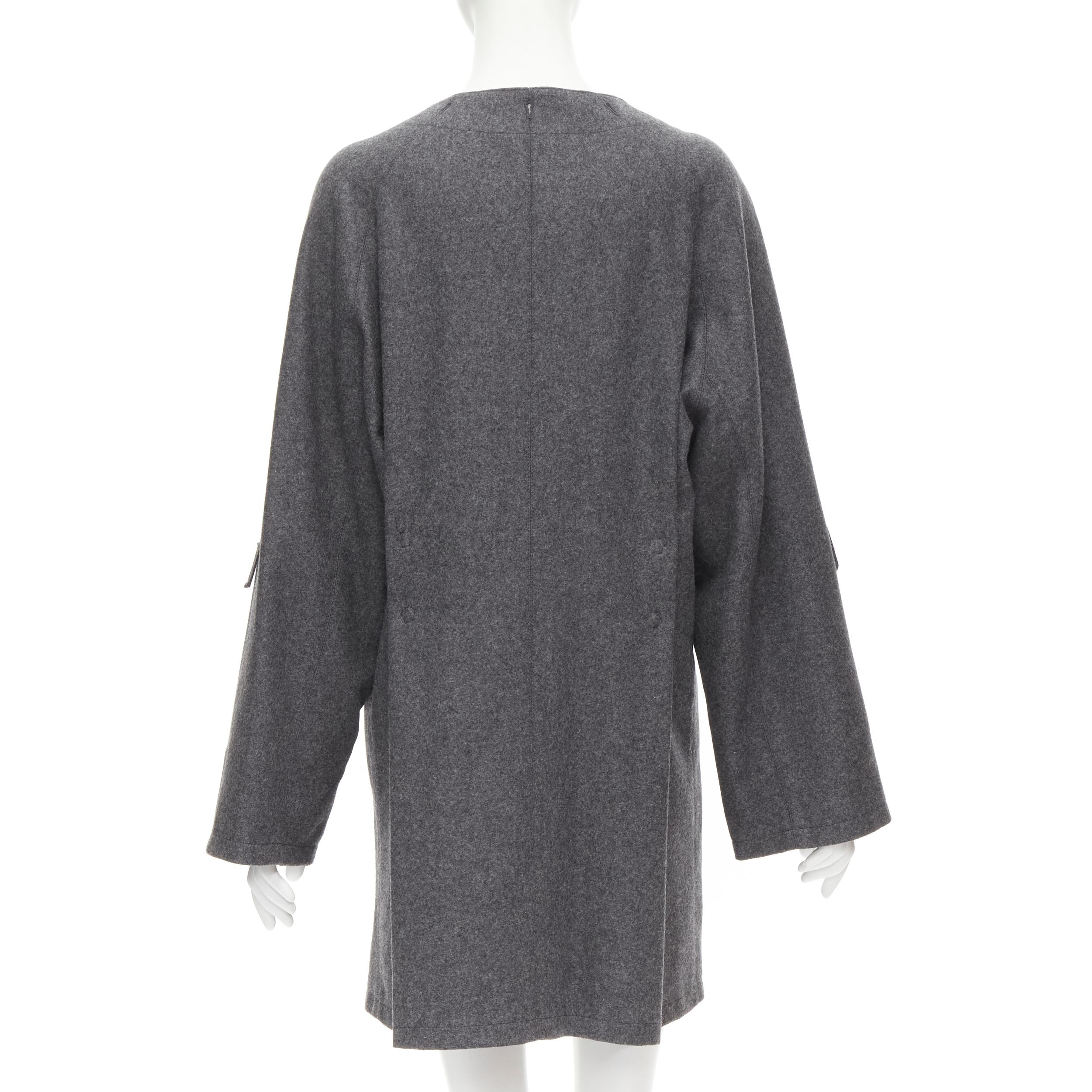Women's MIU MIU grey cashmere wool blend asymmetric button boxy coat IT38 XS For Sale