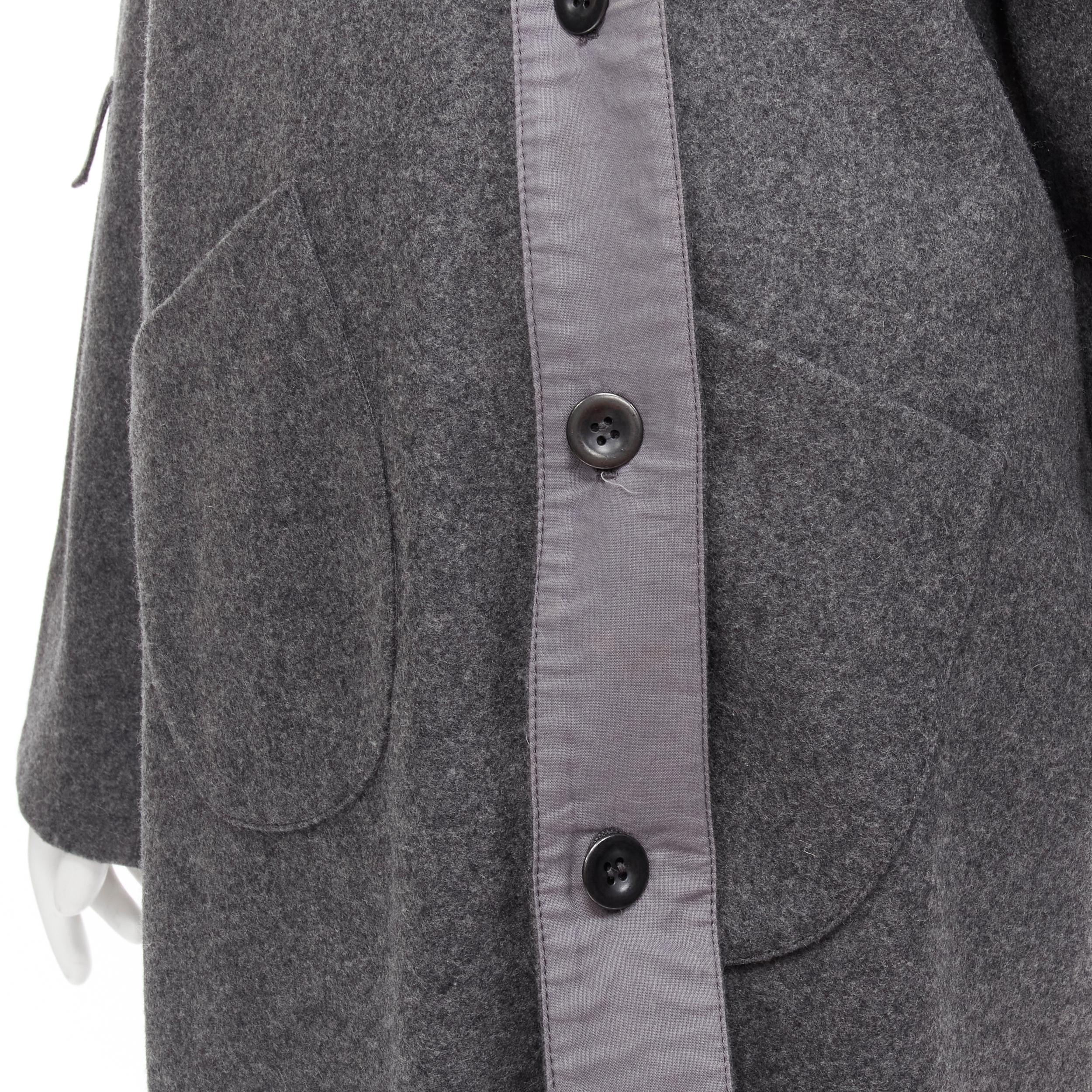 MIU MIU grey cashmere wool blend asymmetric button boxy coat IT38 XS For Sale 2