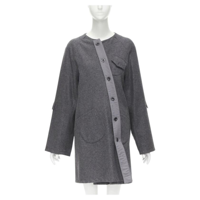MIU MIU cappotto boxy asimmetrico con bottoni in misto lana e cashmere grigio IT38 XS